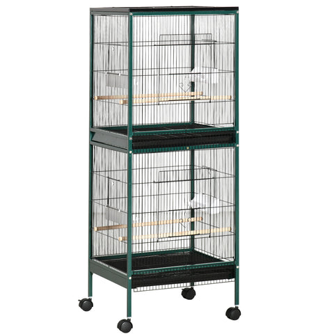 Rootz Large Double Stand Bird Cage - Aviary - Bird Enclosure - Spacious Steel Design - 51.5W x 50D x 140H cm