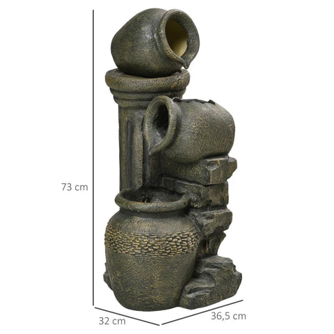 Rootz Fontein - Verstelbare Pomp - Tuindecoratie - Weerbestendig - Grijs - 25cm x 24cm x 60cm