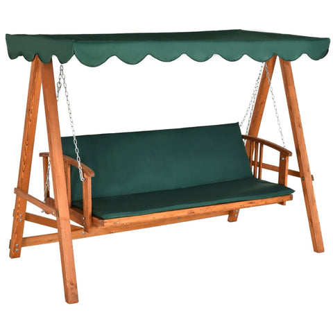 Rootz Hollywood Swing Garden Swing - Outdoor Swing - Patio Swing - Weather Resistant - Comfortable Cushions - Easy Assembly - 235cm x 128cm x 180cm - Green + Natural