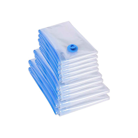 Rootz 10 Piece Set Vacuum Bags - Space Saver Bags - Storage Bags - Transparent - Protects from Dust, Mold, Moisture - Ideal for Travel - PA + PE Material - 128cm x 98cm, 98cm x 68cm, 78cm x 58cm - 38cm x 27.5cm x 10cm - 1.32kg