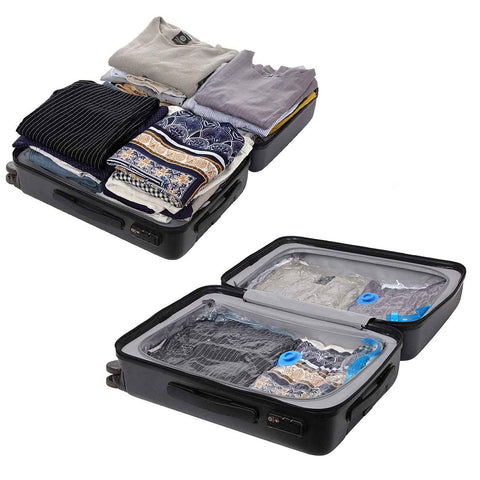 Rootz 10 Piece Set Vacuum Bags - Space Saver Bags - Storage Bags - Transparent - Protects from Dust, Mold, Moisture - Ideal for Travel - PA + PE Material - 128cm x 98cm, 98cm x 68cm, 78cm x 58cm - 38cm x 27.5cm x 10cm - 1.32kg