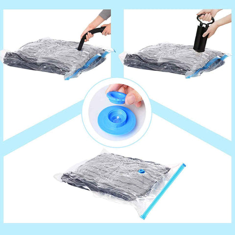 Rootz 10 Piece Set Vacuum Bags - Space Saver Bags - Storage Bags - Transparent - Protects from Dust, Mold, Moisture - Ideal for Travel - PA + PE Material - 128cm x 98cm, 98cm x 68cm, 78cm x 58cm - 38cm x 27.5cm x 10cm - 1.32kg