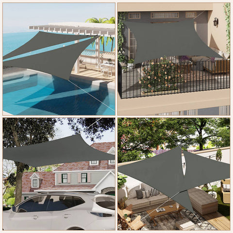 Rootz Premium Sun Sail Awning - UV Protection Shade - Waterproof Canopy - Durable PES Fabric - Tear-Resistant - Rust-Proof - 4m x 4m