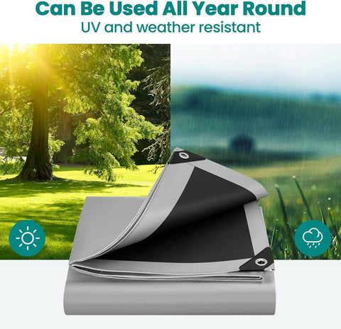 Rootz Waterproof Tarpaulin - Heavy-Duty Cover - Protective Sheet - Tear-Resistant, Weatherproof, Multi-Use - 4m x 8m - Polyethylene Fabric