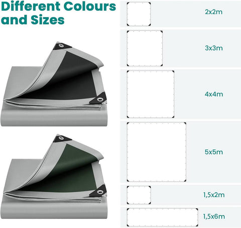 Rootz Waterproof Tarpaulin - Heavy-Duty Cover - Protective Sheet - Tear-Resistant, Weatherproof, Multi-Use - 4m x 8m - Polyethylene Fabric