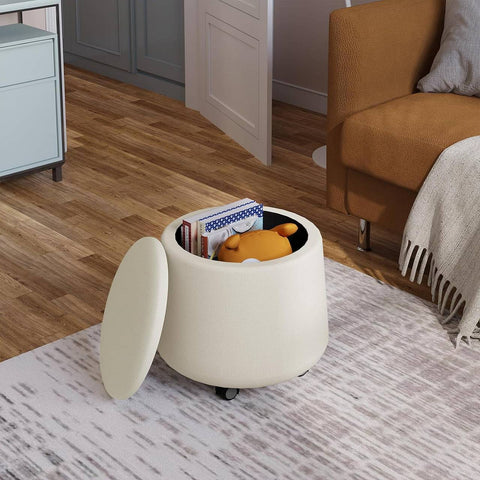 Rootz Multifunctional Ottoman - Storage Stool - Versatile Footrest - Comfortable Linen Upholstery - Hidden Storage - Easy Mobility - 35cm x 40cm