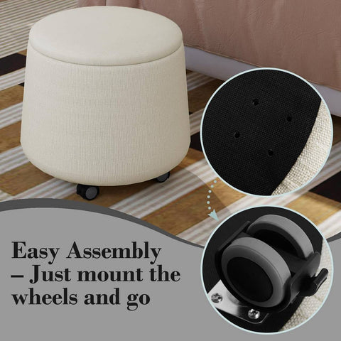 Rootz Multifunctional Ottoman - Storage Stool - Versatile Footrest - Comfortable Linen Upholstery - Hidden Storage - Easy Mobility - 35cm x 40cm