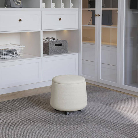 Rootz Multifunctional Ottoman - Storage Stool - Versatile Footrest - Comfortable Linen Upholstery - Hidden Storage - Easy Mobility - 35cm x 40cm