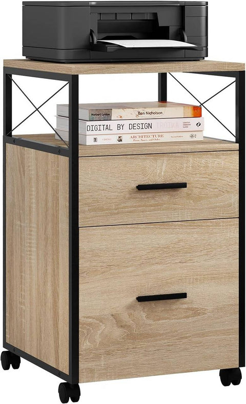 Rootz Rolling Cabinet - Mobile Filing Cabinet - Storage Unit - Versatile & Durable - Lockable Wheels - E1 Class Wood & Metal - 40cm x 69cm x 40cm