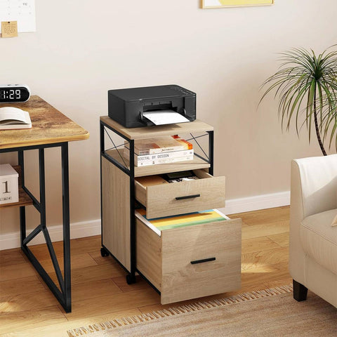 Rootz Rolling Cabinet - Mobile Filing Cabinet - Storage Unit - Versatile & Durable - Lockable Wheels - E1 Class Wood & Metal - 40cm x 69cm x 40cm