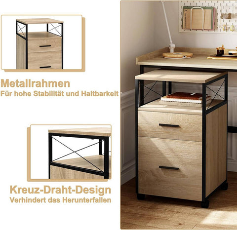 Rootz Rolling Cabinet - Mobile Filing Cabinet - Storage Unit - Versatile & Durable - Lockable Wheels - E1 Class Wood & Metal - 40cm x 69cm x 40cm