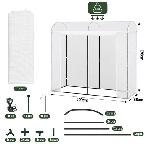 Rootz Greenhouse - Tuinserre - Plantenhuis - UV-bescherming - Weerbestendig - Eenvoudige montage - 170 cm x 68 cm x 200 cm