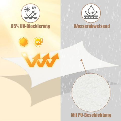 Rootz Premium Outdoor Zonnezeil - Schaduwzeil - UV-bescherming Luifel - Waterdicht - Duurzaam - Eenvoudige installatie - 5m x 7m