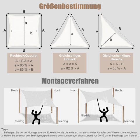 Rootz Premium Outdoor Zonnezeil - Schaduwzeil - UV-bescherming Luifel - Waterdicht - Duurzaam - Eenvoudige installatie - 5m x 7m