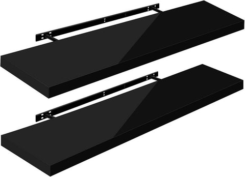 Rootz Set of 2 Wall Shelves - Floating Shelves - Display Ledges - Durable, High Capacity, Easy Installation - 110cm x 22.9cm x 3.8cm