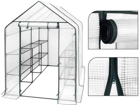 Rootz Folie Kas - Tuinkas - Plantenhuis - Geklimatiseerd, Duurzaam, Eenvoudige montage - Gelegeerd staal, PVC zeildoek - 2,15 mx 1,43 mx 1,95 m