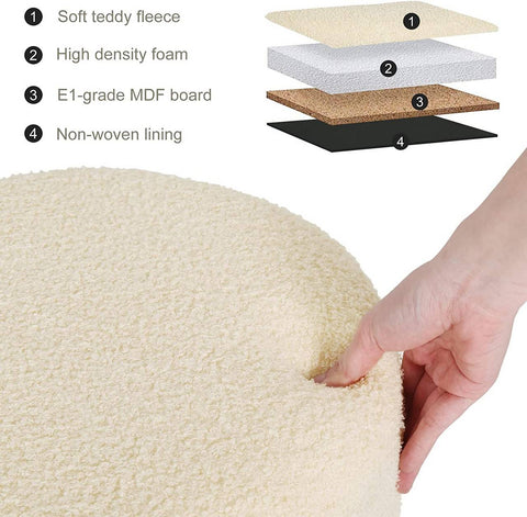 Rootz Multifunctional Stool - Storage Ottoman - Convertible Side Table - Comfortable Seating - Hidden Storage - Versatile Tray Top - Teddy Fleece, MDF, Metal Legs - 39cm x 44cm