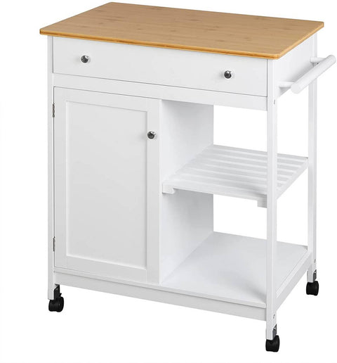 Rootz Multifunctionele Keukentrolley - Opbergwagen - Serveerwagen - Duurzaam MDF en Bamboe - Gemakkelijke mobiliteit - Veelzijdig gebruik - 75 cm x 89 cm x 44 cm