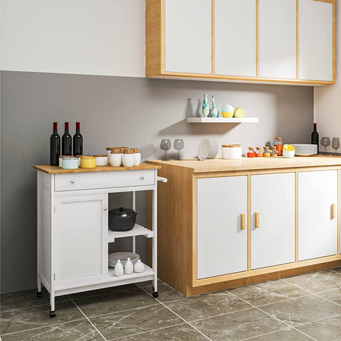Rootz Multifunctionele Keukentrolley - Opbergwagen - Serveerwagen - Duurzaam MDF en Bamboe - Gemakkelijke mobiliteit - Veelzijdig gebruik - 75 cm x 89 cm x 44 cm