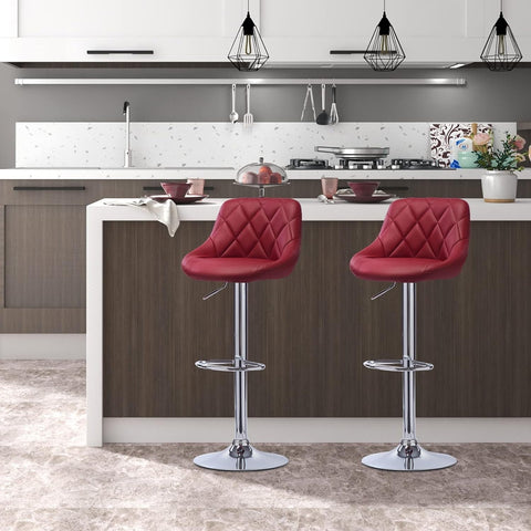 Rootz Premium Faux Leather Bar Stools - Adjustable Counter Stools - Swivel Bar Chairs - Comfortable Seating - Versatile Design - Sturdy Build - 35cm x 38cm x 84-106cm