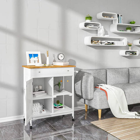 Rootz Multifunctionele Keukentrolley - Opbergwagen - Serveerwagen - Duurzaam MDF en Bamboe - Gemakkelijke mobiliteit - Veelzijdig gebruik - 75 cm x 89 cm x 44 cm