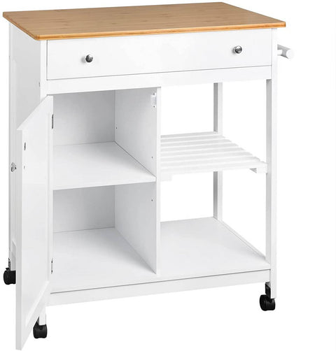 Rootz Multifunctionele Keukentrolley - Opbergwagen - Serveerwagen - Duurzaam MDF en Bamboe - Gemakkelijke mobiliteit - Veelzijdig gebruik - 75 cm x 89 cm x 44 cm