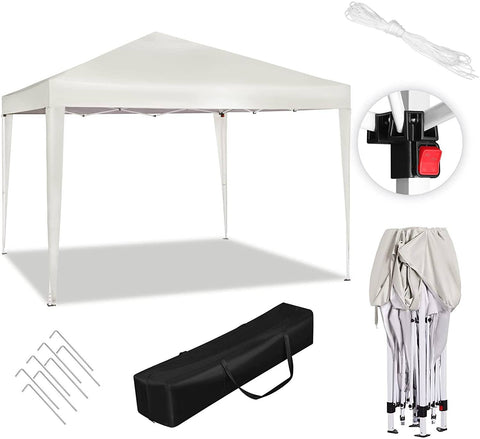 Rootz Gazebo Pop-Up Tent - Waterproof Pagoda - Sun Protection Canopy - UV and Rain Shield - Easy Setup - Adjustable Height - 3m x 3m - Beige