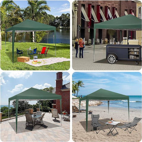 Rootz Gazebo Pop-Up Tent - Waterproof Pagoda - Sun Protection Canopy - UV and Rain Resistant - Easy Setup - Adjustable Height - 3 x 3 m Green