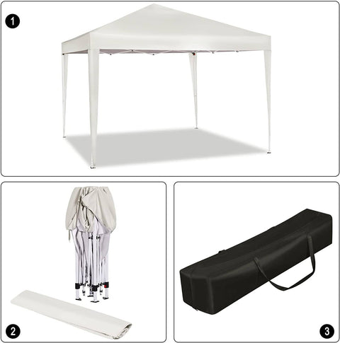 Rootz Gazebo Pop-Up Tent - Waterproof Pagoda - Sun Protection Canopy - UV and Rain Shield - Easy Setup - Adjustable Height - 3m x 3m - Beige