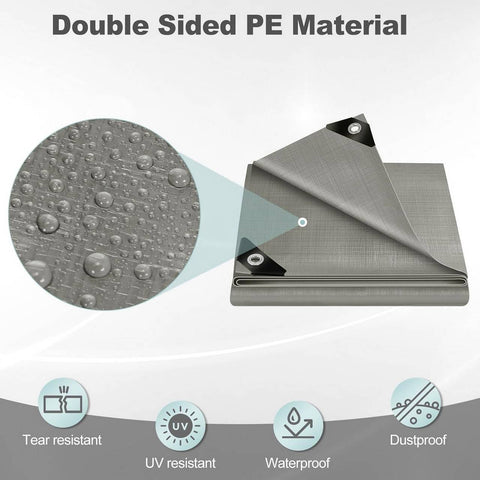 Rootz Waterproof Tarpaulin - Heavy-Duty Cover - Multi-Purpose Protector - Weatherproof, Tear-Resistant, UV-Protected - 5m x 5m - 280gsm PE