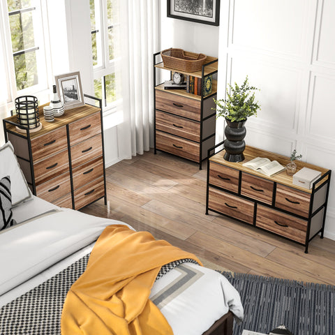 Rootz Furniture Rangement 8 Drawer Chest - Fabric Storage - Steel Frame - Durable & Stable - 79L x 29W x 101H cm