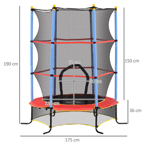Rootz Children's Trampoline - Kids Bouncer - Spring Jumping - Enhances Coordination - Ø 1.75 x 1.90H m - Black/Red/Blue