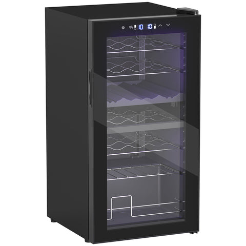 Rootz Small Wine Fridge - Mini Fridge - Bottle Cooler - Dual-Zone - LED Lighting - 43cm x 45cm x 84cm - 74L Capacity for 28 Bottles
