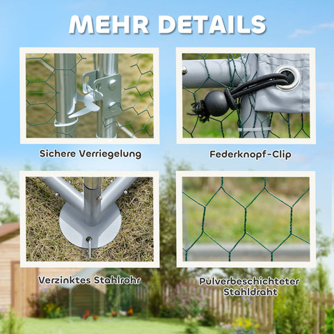 Rootz Chicken Run - Poultry Pen - Fowl Enclosure - Secure & Durable - 3m x 1.7m x 1.9m