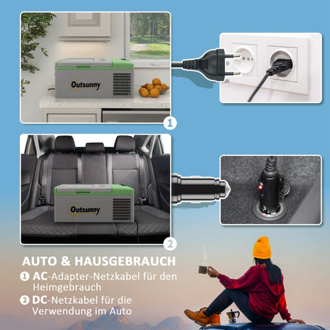 Rootz Portable Cooler Fridge - Car Fridge - Camping Refrigerator - 16L - -20℃ to 10℃ - 60cm x 32cm x 26cm