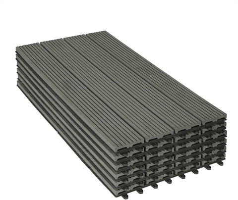 Rootz WPC Terrace Tiles - Outdoor Decking - Patio Tiles - Durable, Easy to Install, Low Maintenance - 30cm x 60cm x 1.8cm