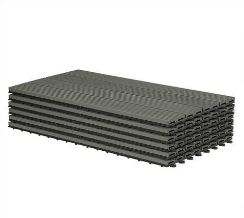 Rootz WPC Terrace Tiles - Outdoor Decking - Patio Tiles - Durable, Easy to Install, Low Maintenance - 30cm x 60cm x 1.8cm