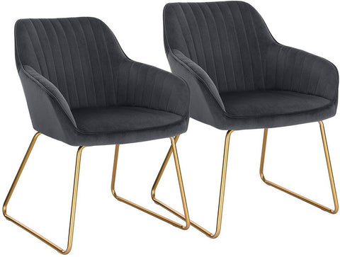 Rootz Velvet Dining Chairs Set - Gold Metal Legs - Elegant Seating - Comfortable, Durable, Versatile - Anti-Slip Floor Protectors - 78.5cm Height - 45cm x 44cm Seat