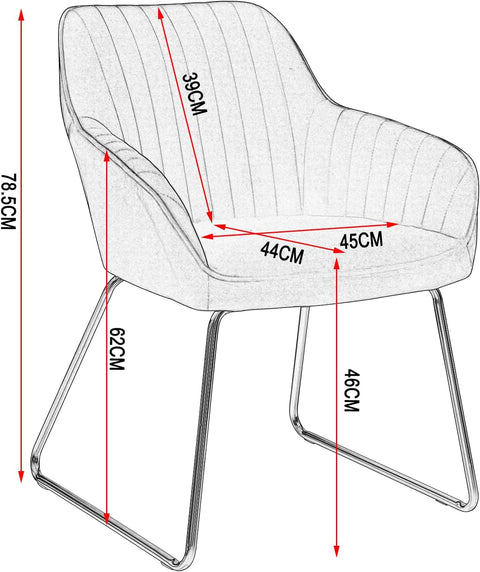 Rootz Velvet Dining Chairs Set - Gold Metal Legs - Elegant Seating - Comfortable, Durable, Versatile - Anti-Slip Floor Protectors - 78.5cm Height - 45cm x 44cm Seat