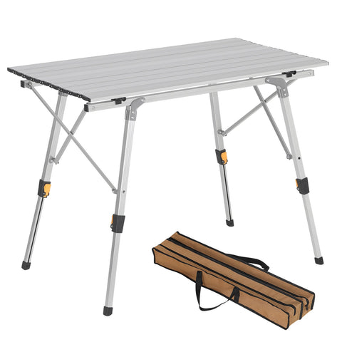 Rootz Ultimate Folding Camping Table - Portable Table - Adjustable Table - Weather-Resistant, Lightweight, Stable - 52.2cm x (45cm - 72cm) x 90cm