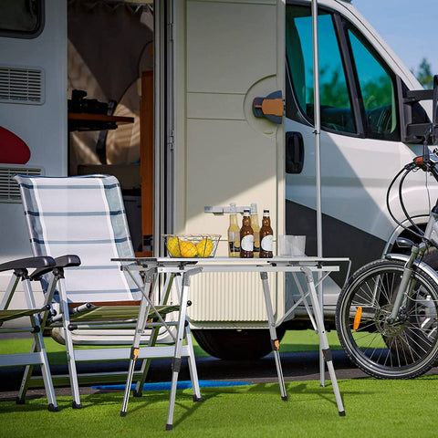 Rootz Ultimate Folding Camping Table - Portable Table - Adjustable Table - Weather-Resistant, Lightweight, Stable - 52.2cm x (45cm - 72cm) x 90cm