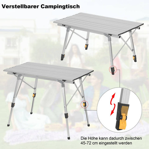 Rootz Ultimate Folding Camping Table - Portable Table - Adjustable Table - Weather-Resistant, Lightweight, Stable - 52.2cm x (45cm - 72cm) x 90cm