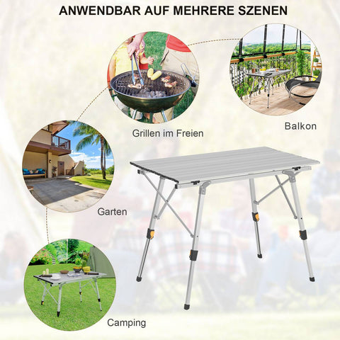 Rootz Ultimate Folding Camping Table - Portable Table - Adjustable Table - Weather-Resistant, Lightweight, Stable - 52.2cm x (45cm - 72cm) x 90cm