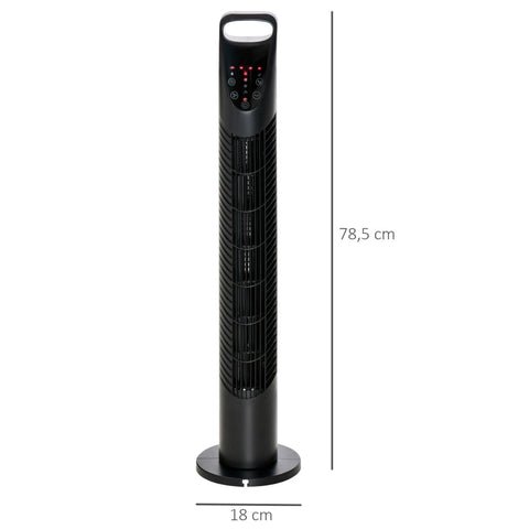 Rootz Tower Fan - Pedestal Fan - Oscillating Fan - Quiet Operation - Timer - Remote Control - 18x78.5cm - Black