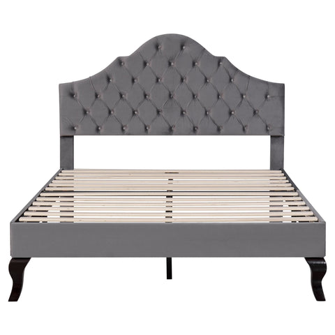 Rootz Upholstered Bed - Adjustable Headboard - Slatted Frame - Luxurious Comfort - 203cm x 90cm x 113-119cm