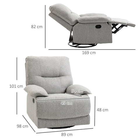 Rootz TV Armchair - Recliner Chair - Home Cinema Chair - Linen-look Fabric - Adjustable Backrest - Cup Holder - 89cm x 98cm x 101cm