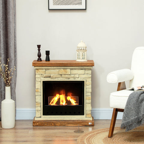 Rootz Bioethanol Fireplace - Ethanol Heater - Alcohol Fireplace - Clean Burn - 63.5cm x 24cm x 66cm - 3 Hour Burn Time with Safety Glass