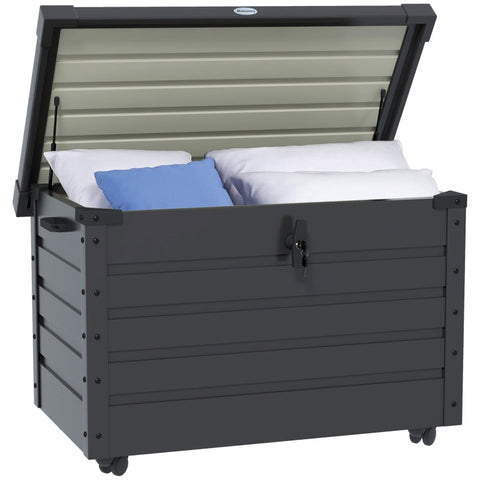 Rootz Outdoor Storage Box - Garden Box - Cushion Box - Weather Resistant - 4 Wheels - 100cm x 62cm x 65cm - Dark Gray