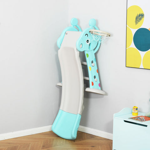 Rootz Children's Slide with Basketball Hoop - Foldable Toy Slide - Indoor Outdoor Fun - Non-Toxic HDPE - 147 x 82 x 85.5 cm