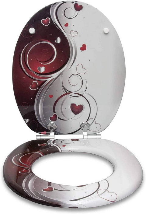 Rootz Premium Soft-Close Toilet Seat - Quiet Closing - Antibacterial Seat - Comfortable, Hygienic, Durable - MDF, Zinc Alloy, Stainless Steel - 37.8cm x 43.8cm